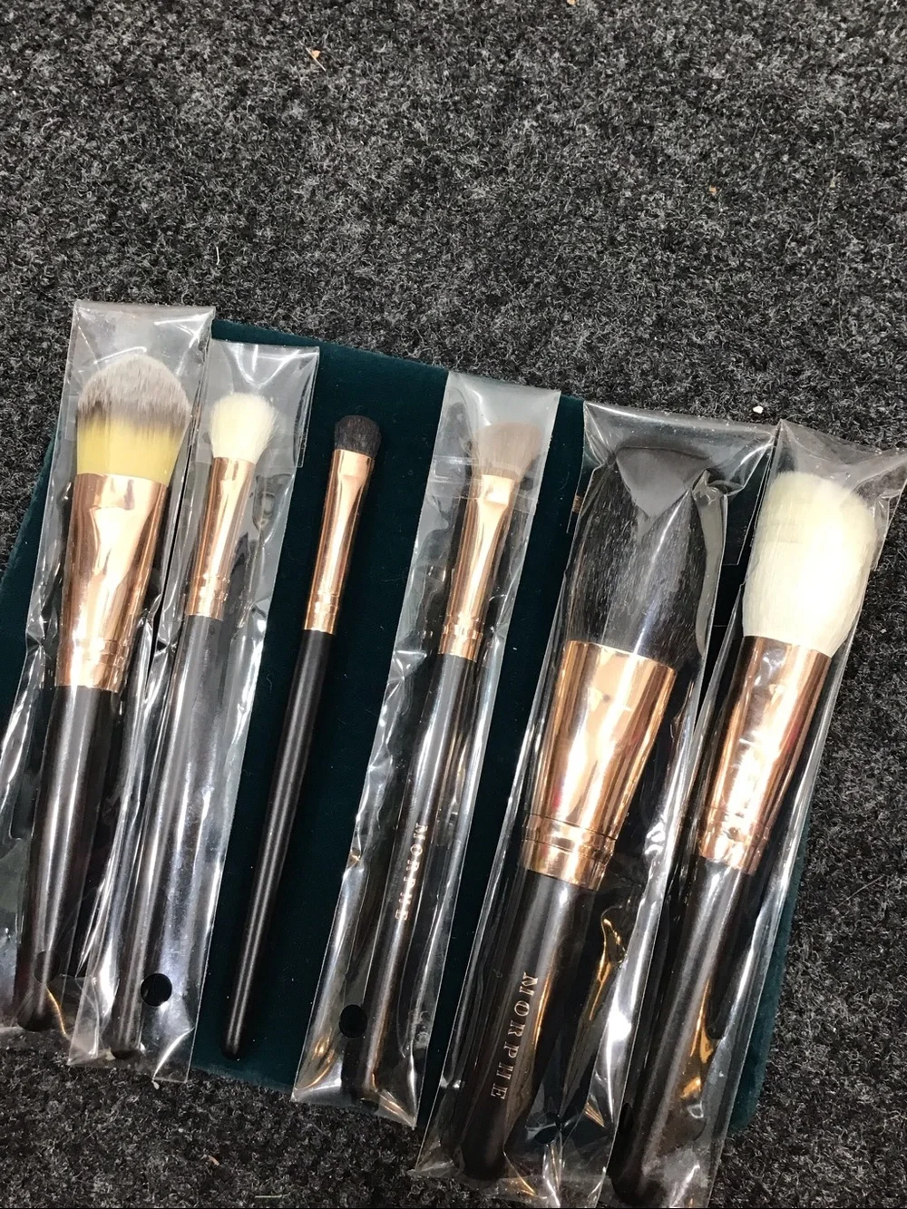 Morphe Black Faux Leather Brush Case with Rose Gold Ferrule Brushes